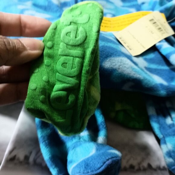 Leveret Lot 4 Fleece Footie Pajamas 6-12M Blue Green Gripper NWT Baby Sleepers - Picture 11 of 12